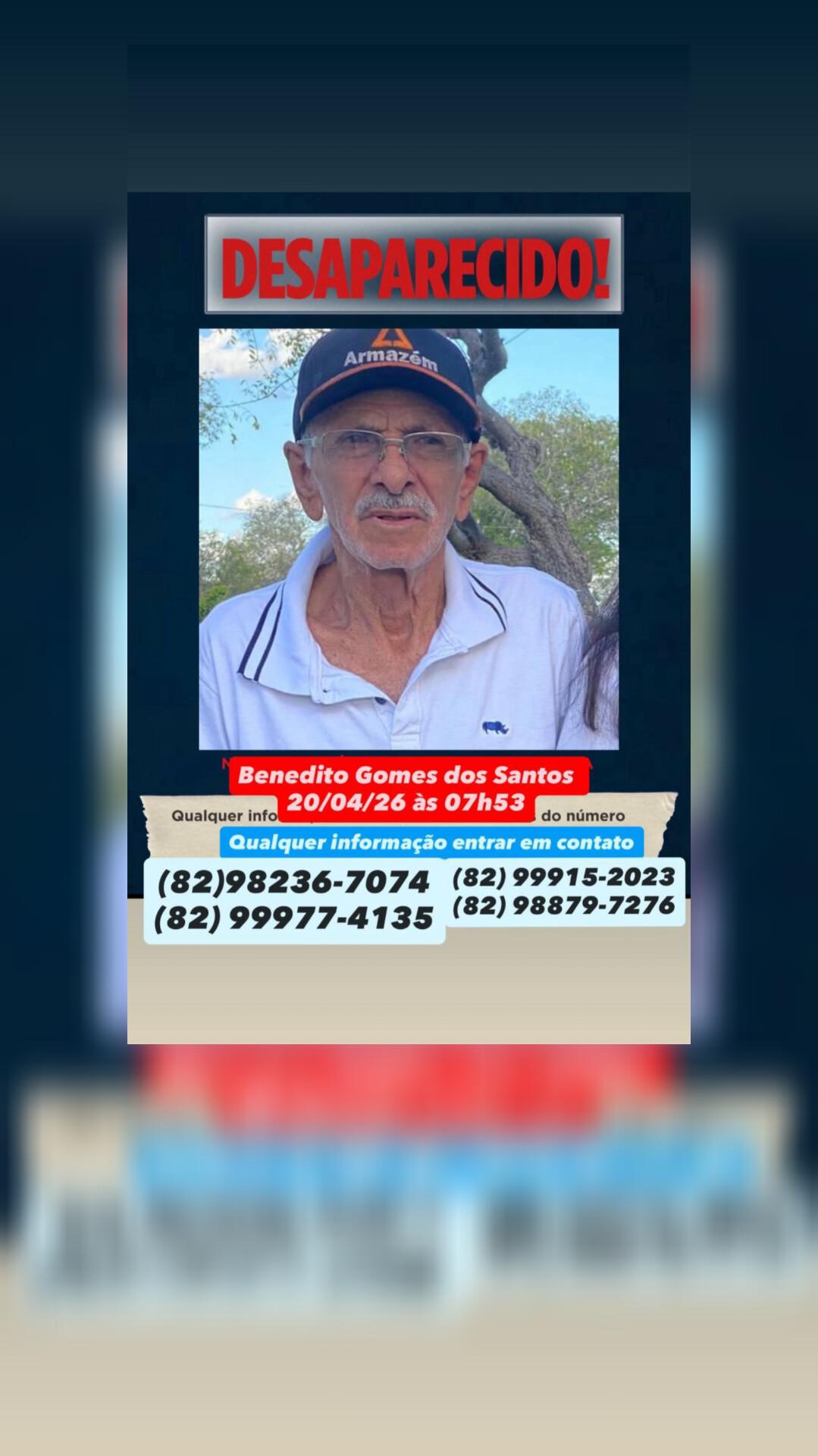 Família oferece recompensa de R$ 50 mil para quem informar paradeiro de idoso desaparecido de Delmiro Gouveia 