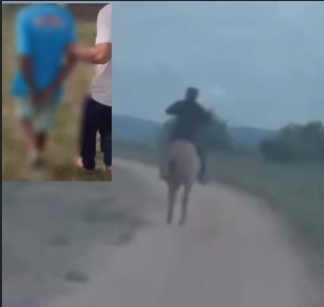 Montado a cavalo, Delegado Dr. Rodrigo Rocha prende homem acusado de violência sexual contra a enteada de 11 anos em Delmiro Gouveia 