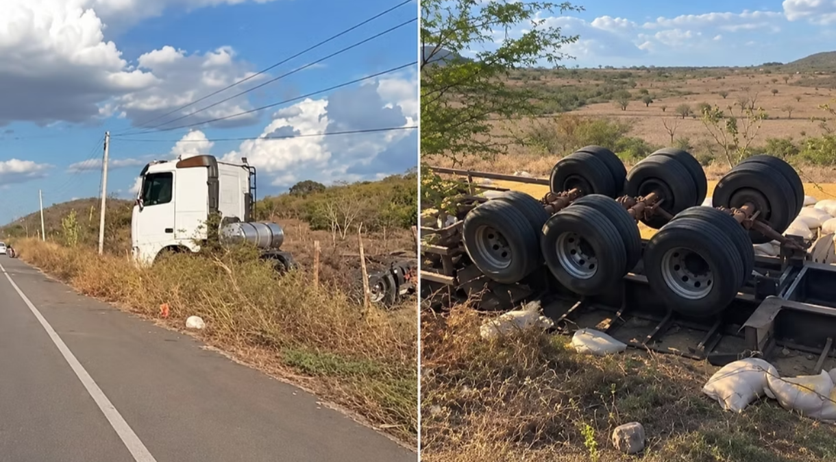 Tombamento de carga mobiliza trânsito na AL-220, no Sertão de Alagoas