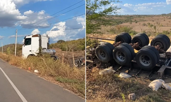 Tombamento de carga mobiliza trânsito na AL-220, no Sertão de Alagoas